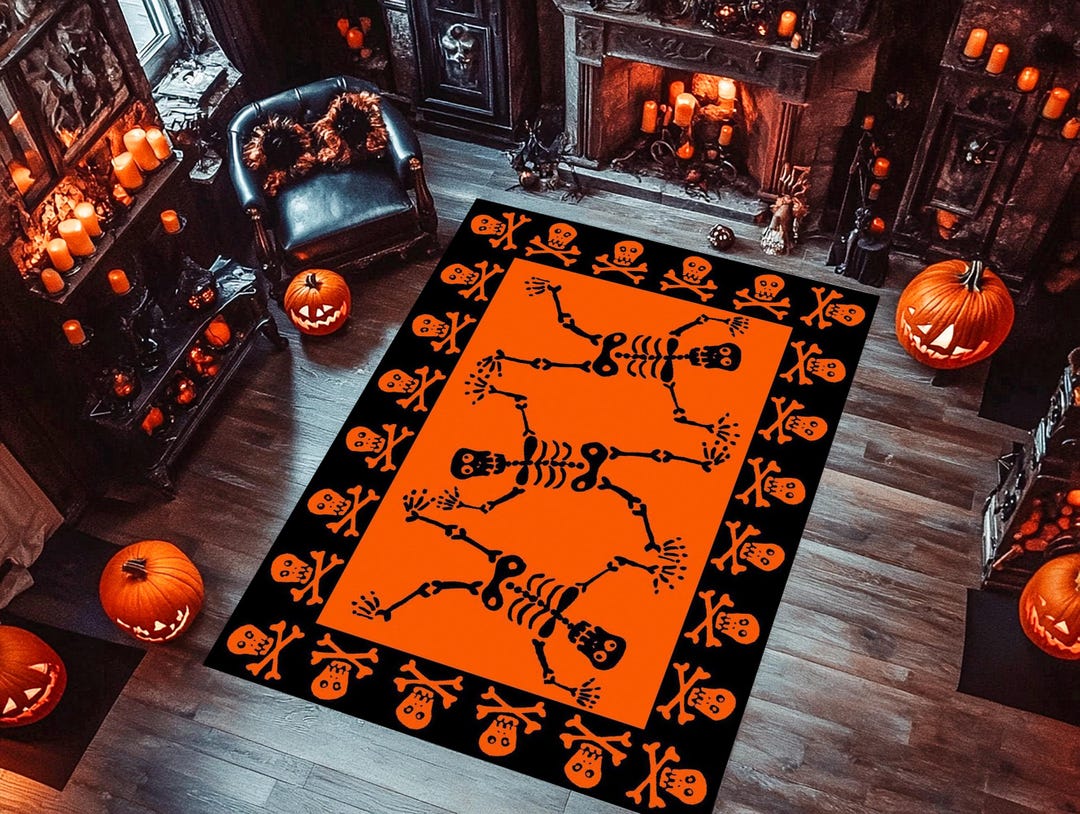 Halloween Rug,skeletons Pattern Rug,halloween Decor,horror Rug,gift for ...