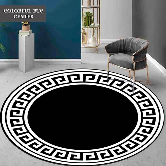 Greek Key Round Rug: Soft Luxury Rug for Living Room - Etsy
