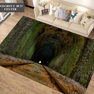 Tunnel Rug, Optical Illusion Rug, Illusion Rug, Rectangular Illusion Rug, Vortex Illusion Rug, 3D Effect, For Living Room Rug
