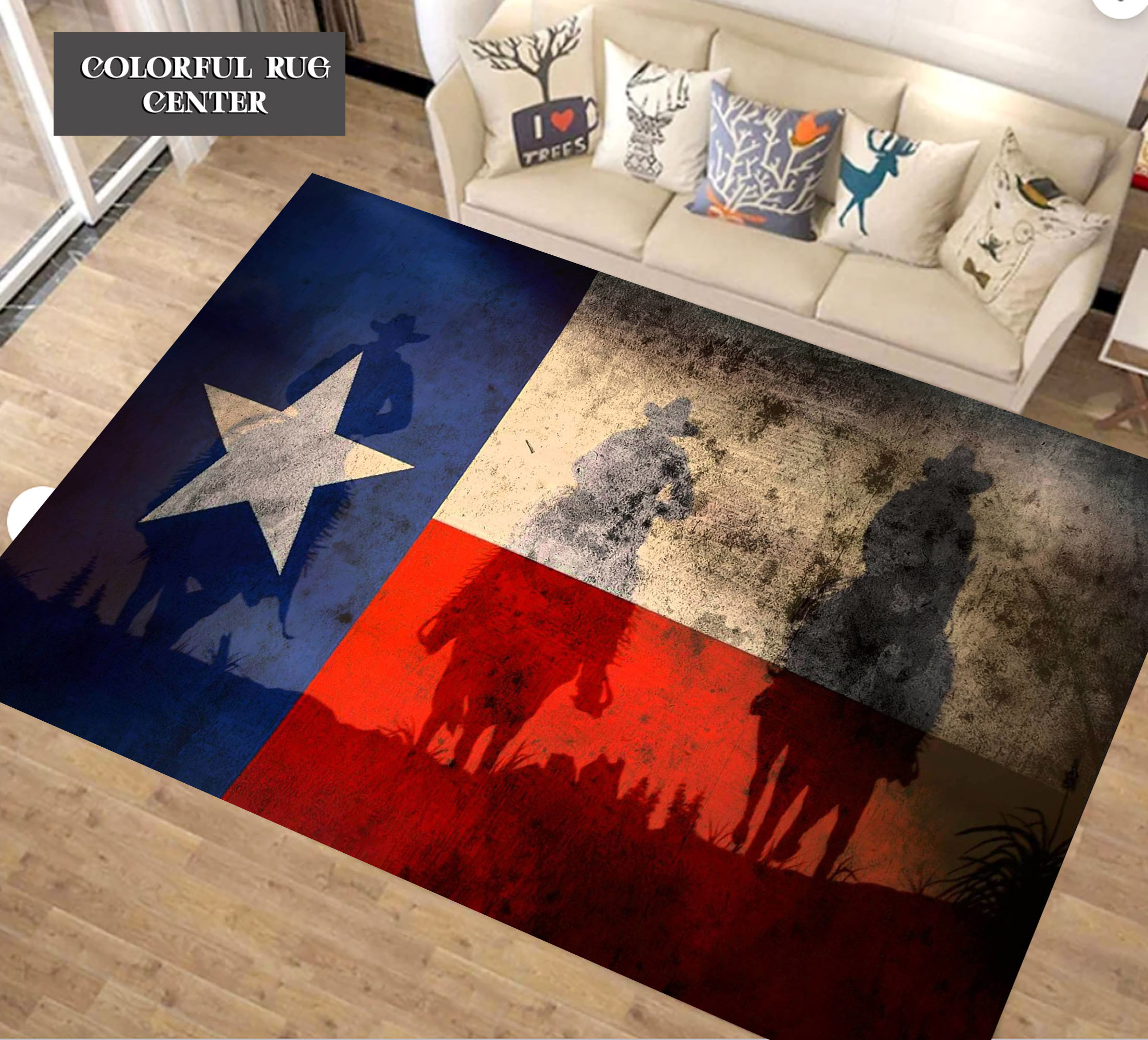 Texas Flag Cowboy Rug: Modern Non-slip Area Rug - Etsy
