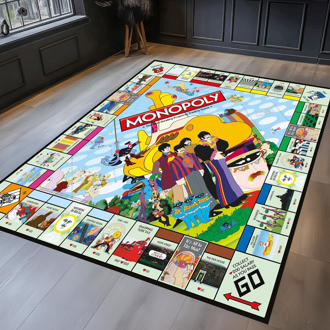 Monopaly Rug The Beatles Monopoly Board Rug: Family Game Room Decor - Etsy