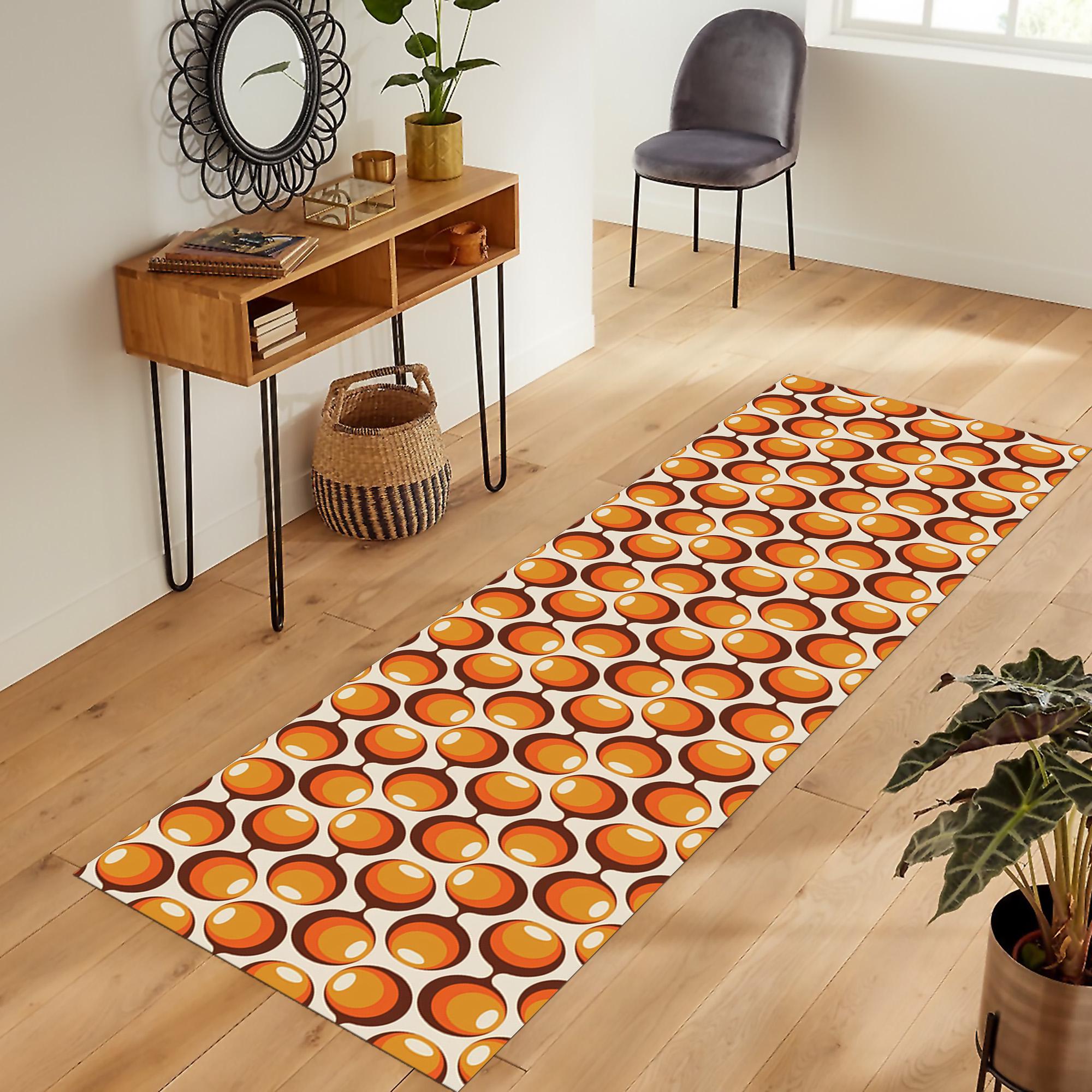 ミッドセンチュリーモダン幾何学模様ラグ：ヒッピーレトロ廊下ランナー