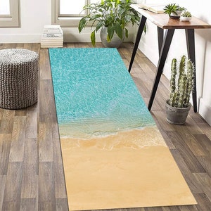 Beach Runner Rug: Ocean Water Surface, Non-Slip Hallway Rug
