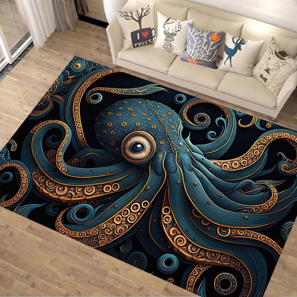 Octopus Pattern, Octopus Rug, Octopus Design, Animals Rug, Decorative Rug, Fantastic Rug, Salon Room Rug, Housewarming Gift