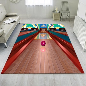 Bowling Rug, Bowling Club Rug, Bowling Ball, Office Rug, Gift For Him, Sports Rug, Home Decor Rug, Area Rug, Modern Rug, For Living Room Rug