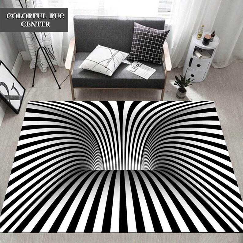 Optical Illusion Rug Illusion Rug Optical Rectangular Etsy
