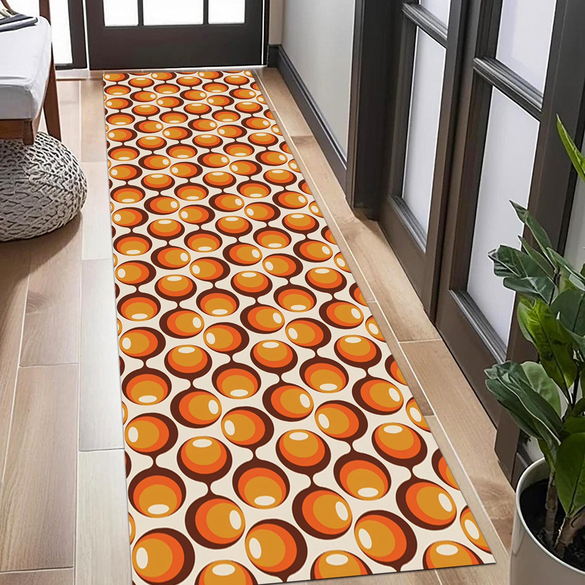 ミッドセンチュリーモダン幾何学模様ラグ：ヒッピーレトロ廊下ランナー