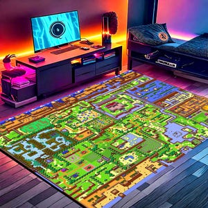 Teppich Legende von Zelda, Spielzimmer Teppich, Zelda Teppich, Gamer Teppich, Game Decor, Gamer Zimmer Dekor, Gamer Geschenke, Wohnkultur, Zelda Karte, Zelda Map Teppich