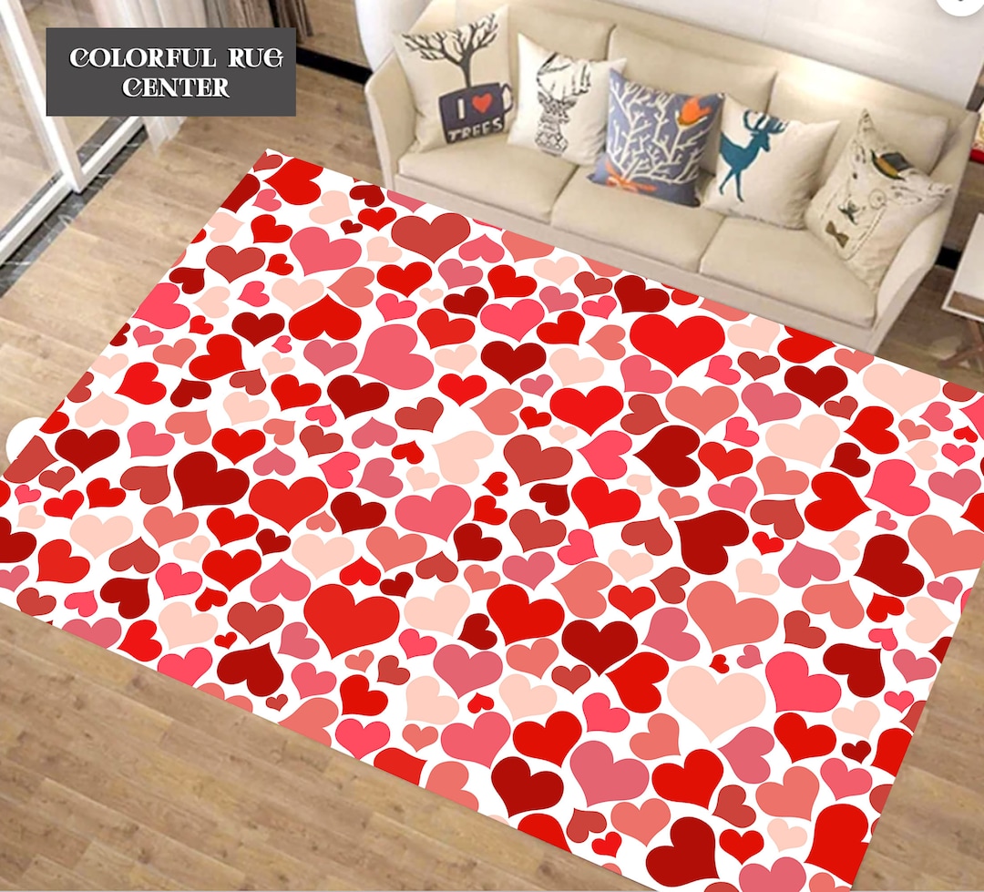 Red Hearts Rug, Modern Love Rug, Mother's Day Gift - Etsy