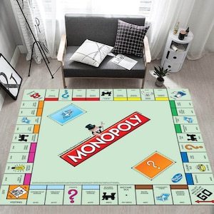 Monopoly Teppich, Spielteppich, Brettspiel, Gaming-Teppich, Spielkartenteppich, Familienspiele, lustiger Teppich, Geschenk für Spiele, Benutzerdefinierter Teppich