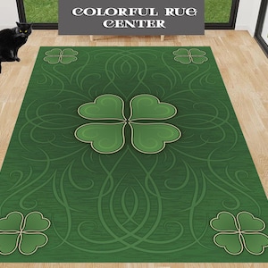 St Patricks Day,Clover Rug,Happy St Patricks Day,St Patrick&#39;s Day Rug,St Patrick&#39;s Day Gift,Green Clover Rug,Party Decor Rug,Clover Pattern