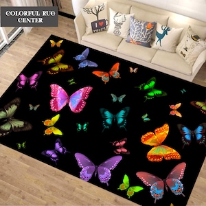 Butterfly Rug, Butterfly Themed Rug, Animal Rug, Minimalist Rug, Home Rug, For Living Room Rug, Interior, Design Rug, Floor Mat, Butterflies