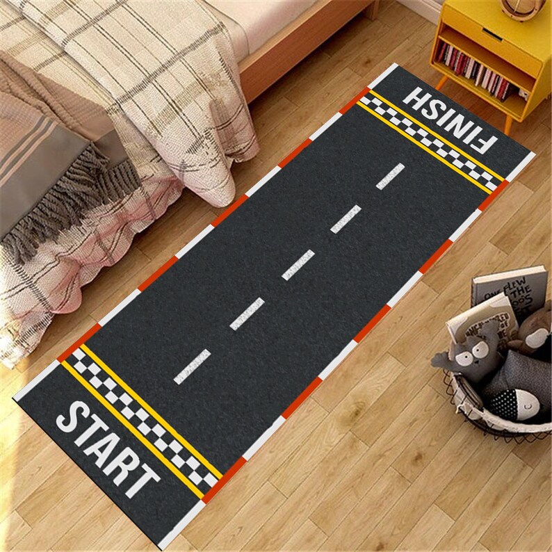 Racetrack Runner Rug: Kids Room Road Rug, Non-slip - Etsy
