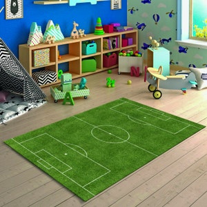 Soccer Field Rug, Kids Room Rug, Custom Rug, Non-Slip Rug, Gift For Him, Boy Room Rugs, Popular Rug, For Living Room Rug, Area Rug