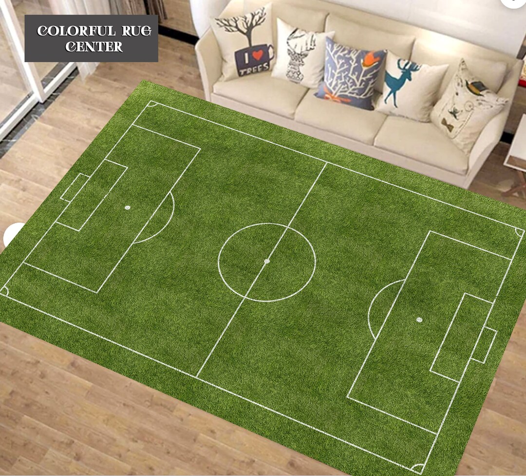 Soccer Field Rug Kids Room Rug Custom Rug Nonslip Rug Etsy