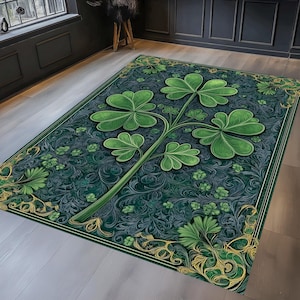 St Patricks Day,Clover Rug,Happy St Patricks Day,St Patrick&#39;s Day Rug,St Patrick&#39;s Day Gift,Green Clover Rug,Party Decor Rug,Clover Pattern