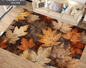Autumn Leaves Rug: 3D Digital Print, Non-Slip Cotton Base (40x60Cm)