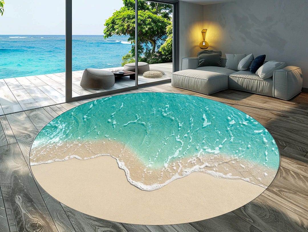 3D Beach Rug: Ocean Wave, Non-slip, Machine Washable - Etsy Canada