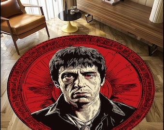 Scarface Rug: Tony Montana Movie Theme, Round Fan Rug