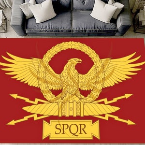 Roman Empire Rug,SPQR Rug,Rome Flag Rug,History Themed Rug,Ancient Rome Rug,Red Area Rug,Living Room Rug,Warrior Rug,Machine Washable Rug