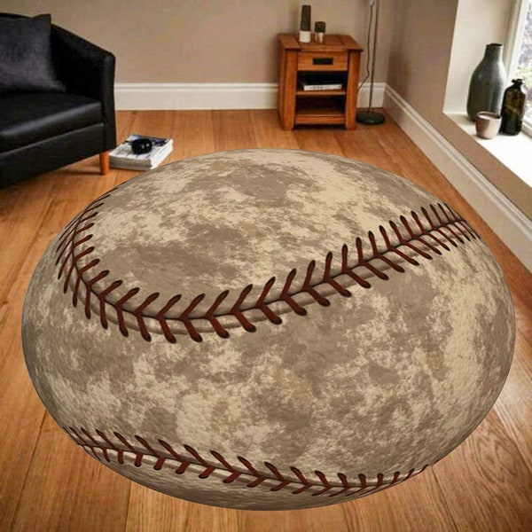 Tapis de baseball, tapis de balle de baseball, tapis de zone de baseball, balle de baseball, tapis de sport, baseball, tapis de chambre pour enfants, tapis rond, tapis pour adolescents, cadeau d’anniversaire