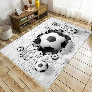 Soccer Rug, 3D Rug, Soccer Ball, Kids Room Rug, Gift For Him, Boy Room Rugs, Popular Rug, For Living Room Rug, Area Rug, Soccer Gift