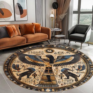 Egyptian Anubis Rug: Hieroglyph Art, Ancient Design