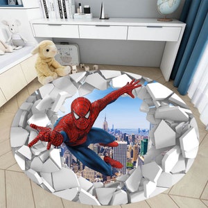 Spider-Man Round Rug: 3D Kids Room Decor