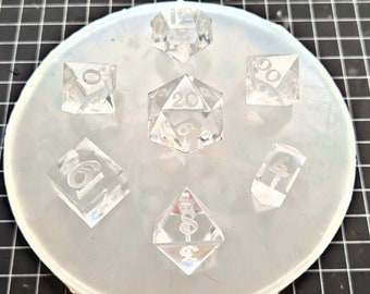 Sharp Edge Silicone Dice Mould for Resin Dice Making - 7 Dice Set Polyhedral mould for D&D