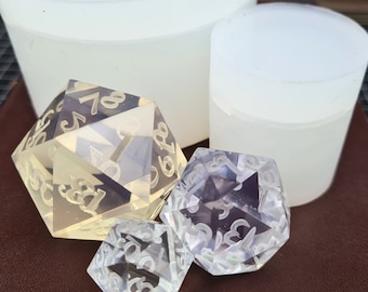 Molde de dados Chonk d20 de silicona con borde afilado de 45 mm