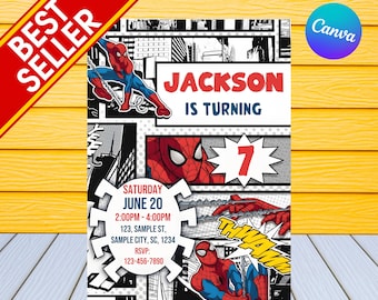 Spiderman Birthday Invitation | Personalized by US or Instant Editable Spiderman Birthday Invitation | Digital Template