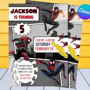Spiderman Birthday Invitation | Personalized by US or Instant Editable Spiderman Birthday Invitation | Digital Template