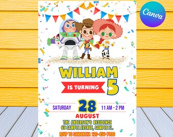 Invito di compleanno di Toy Story/Invito di compleanno per bambini/Invito di compleanno di Toy Story modificabile/Invito a una festa di Toy Story