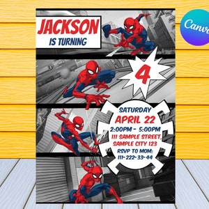 Spiderman Birthday Invitation | Personalized by US or Instant Editable Spiderman Birthday Invitation | Digital Template