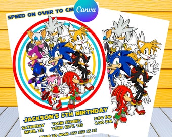 Sonic Birthday Invitation | Kids Birthday Invitation | Personalized by US or Instant Editable Sonic Invitation | Sonic Party Invite