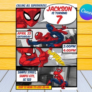 Spiderman Birthday Invitation | Personalized by US or Instant Editable Spiderman Birthday Invitation | Digital Template
