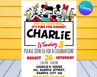 Mickey Mouse Birthday Invitation | Kids Birthday Invitation | Editable Minnie Mouse Birthday Invitation | Mickey&Minnie Invite