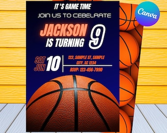Basketball Birthday Invitation | Kids Birthday Invitation | Editable Basketball Birthday Invitation | Basketball Party Invite