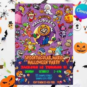Super Mario Birthday Invitation | Kids Birthday Invitation | Personalized by US or Instant Editable Mario Invitation| Mario Halloween Invite