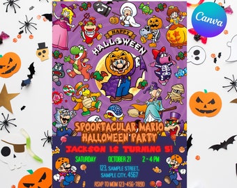 Super Mario Birthday Invitation | Kids Birthday Invitation | Personalized by US or Instant Editable Mario Invitation| Mario Halloween Invite