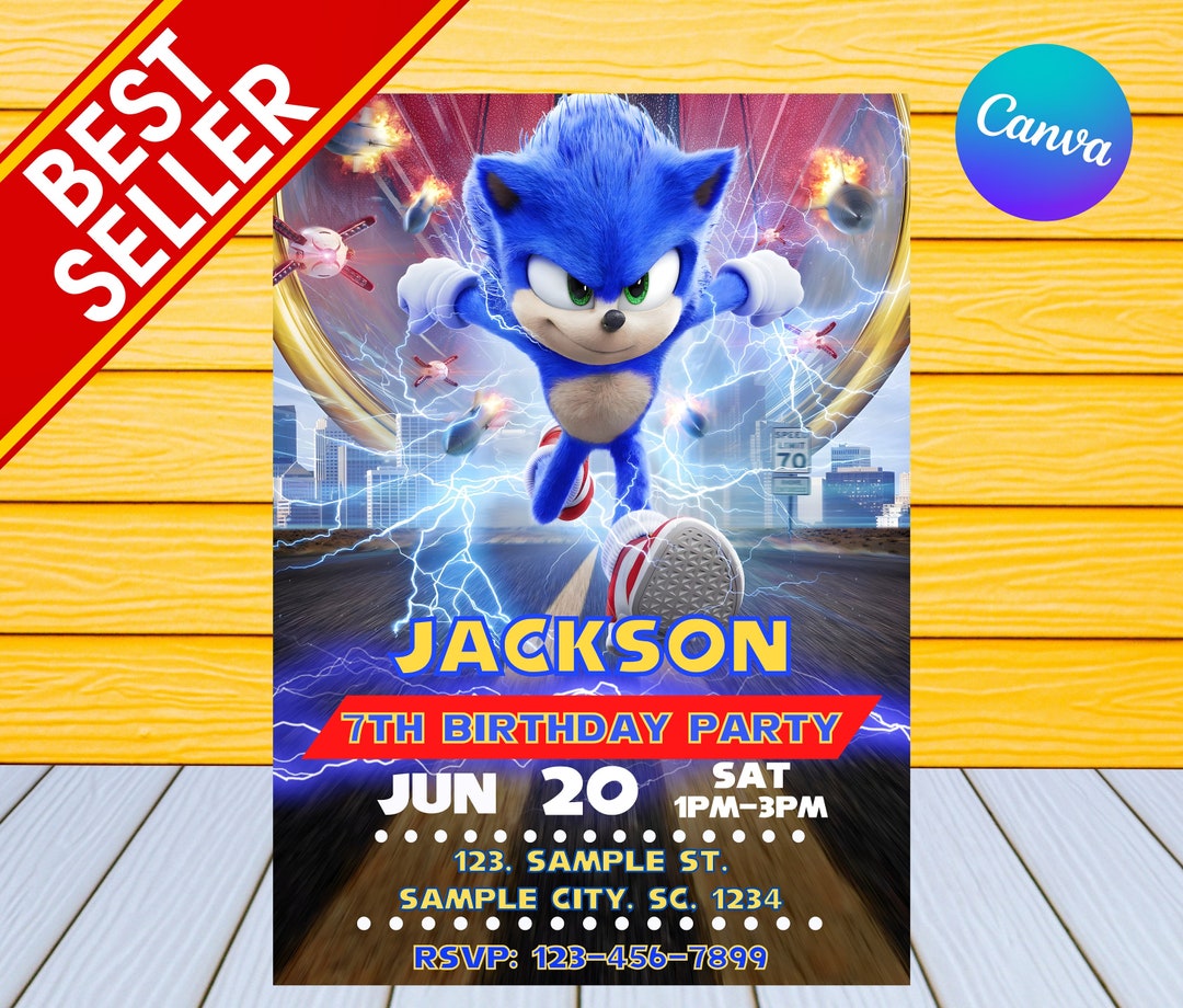 Sonic Birthday Invitation Kids Birthday Invitation Personalized by US