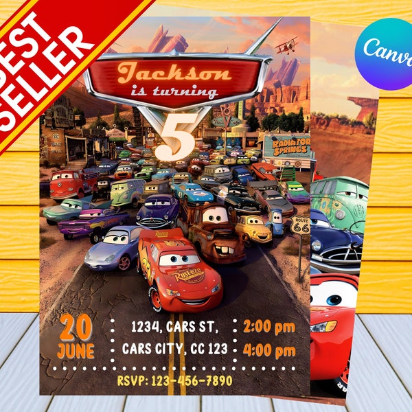 Autos Geburtstag Einladung | Kindergeburtstag Einladung | Personalisiert von US oder Instant Editable Cars Birthday Einladung | Autos Party einladen,