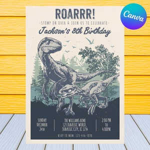 Dinosaur Birthday Invitation | Kids Birthday Invitation | Personalized by US or Instant Editable Birthday Invitation | Dinosaur Party Invite