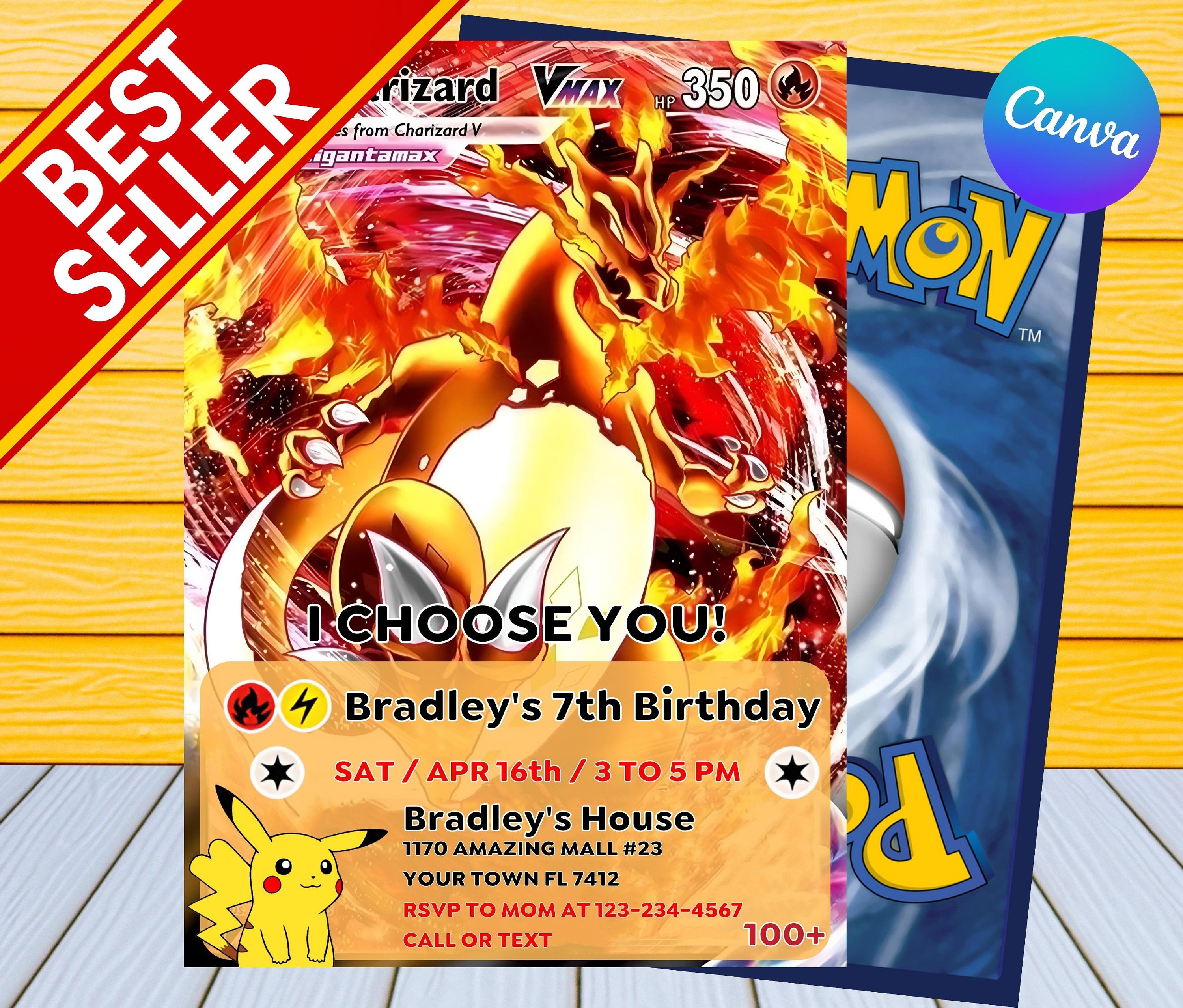 pokemon card birthday invitation Pokemon customizable invite template | instant download | Share or Print