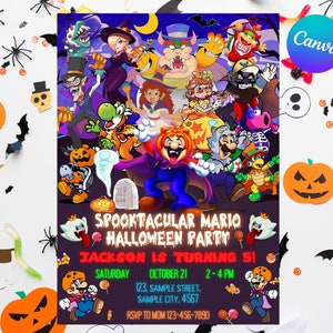 Super Mario Birthday Invitation | Kids Birthday Invitation | Personalized by US or Instant Editable Mario Invitation| Mario Halloween Invite