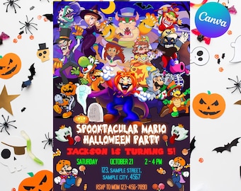 Super Mario Birthday Invitation | Kids Birthday Invitation | Personalized by US or Instant Editable Mario Invitation| Mario Halloween Invite
