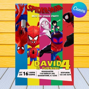 Spiderman Birthday Invitation | Personalized by US or Instant Editable Spiderman Birthday Invitation | Digital Template
