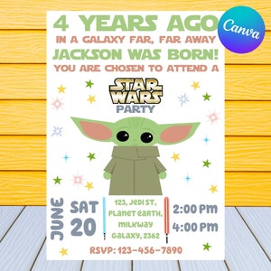 Invitación de cumpleaños de Baby Yoday