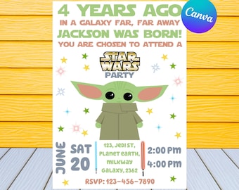 Baby Yoday Geburtstagseinladung