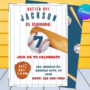 Baseball Birthday Invitation | Kids Birthday Invitation | Editable Baseball Birthday Invitation | Baseball Party Invite